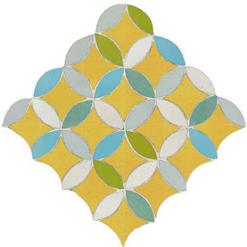 Mosaic House Moroccan tile Fleurs C 18-1-30-13-12-5 Hippi White,   Lime Green,   Light Green,   Light Turquoise,   Yellow,   celadon, celadon, green   solid zellige, mosaic, zellij, field, pattern, glaze, circles, classic 
